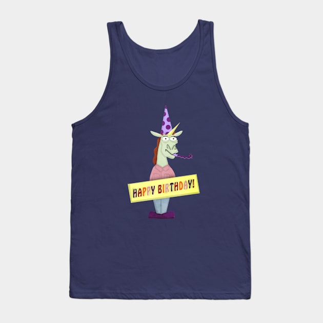 Big Happy Birthday Unicorn Tank Top by Thatssounicorny